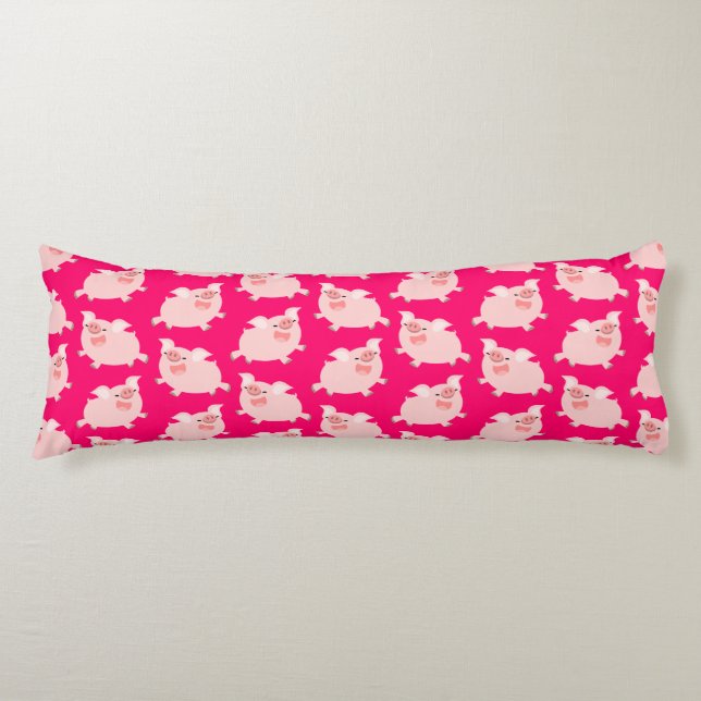 Coussins Longs Motif de petits cochons dessin animé mignons et jo (Devant)