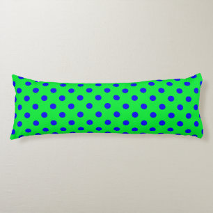 Coussins Longs Motif de pois bleus sur fond vert