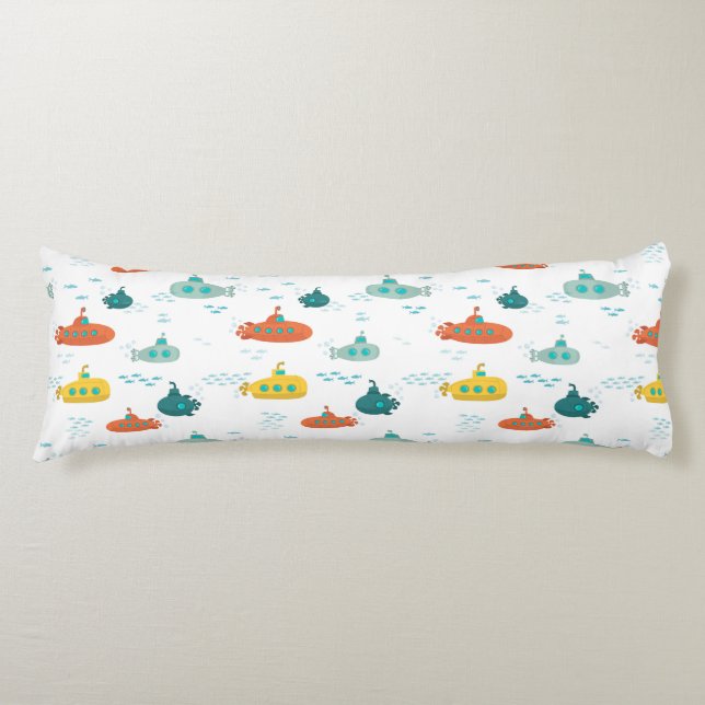 Coussins Longs Motif de poisson de mer profond sous-marin mignon (Devant)