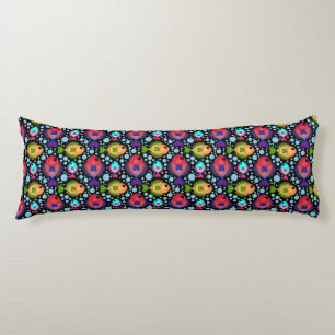 Coussins Longs Motif de poissons tropicaux colorés sur fond noir