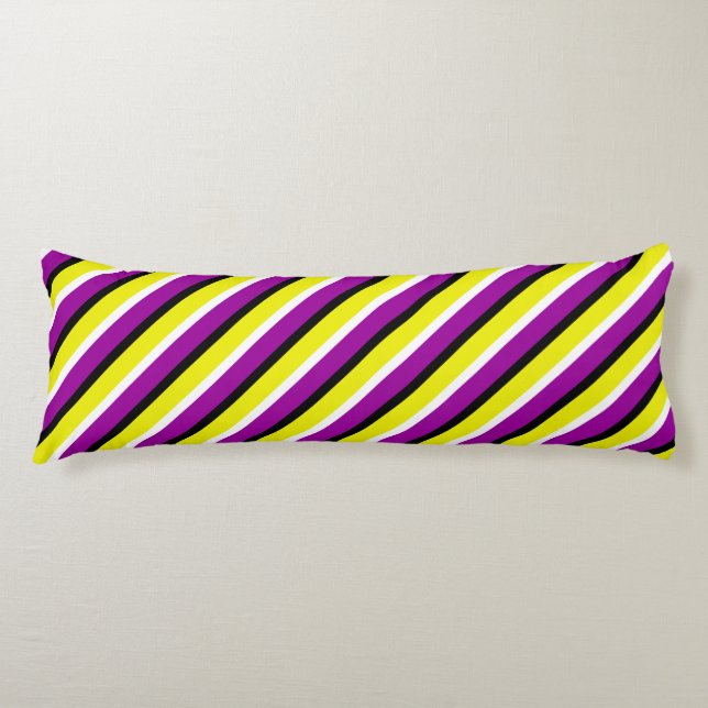 Coussins Longs Motif de rayures violet jaune (Devant)