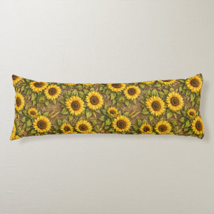 Coussins Longs Motif de répétition sans couture de Tournesol Lumi