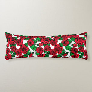 Coussins Longs Motif de roses rouges