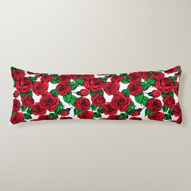 Coussins Longs Motif de roses rouges (Devant)