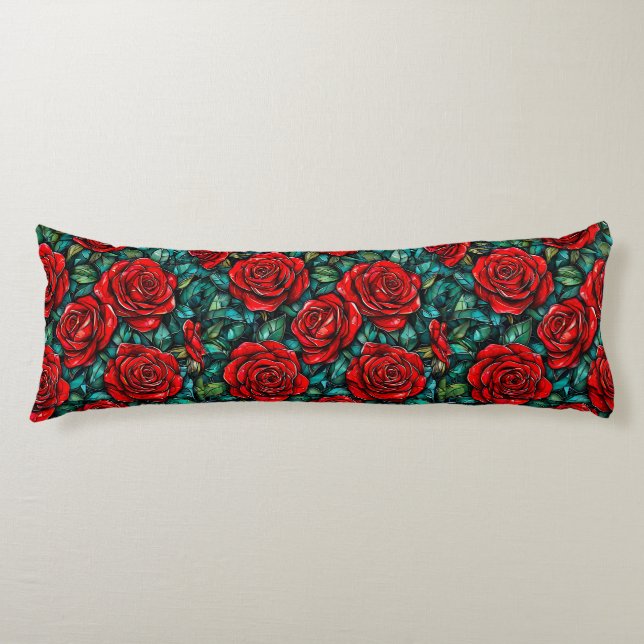 Coussins Longs Motif de roses rouges (Devant)