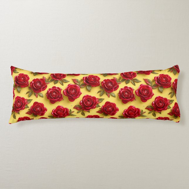 Coussins Longs motif de roses rouges 3d (Devant)