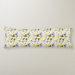 Coussins Longs Motif de silhouette de football jaune noir mignon
