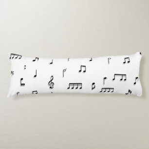 Coussins Longs Motif de symboles Black & White Music Notes