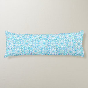 Coussins Longs Motif de symétrie géométrique bleu blanc lumineux