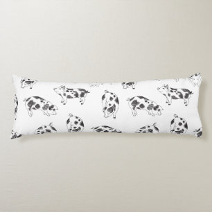 Coussins Longs Motif de taches de vache en noir et blanc dessiné