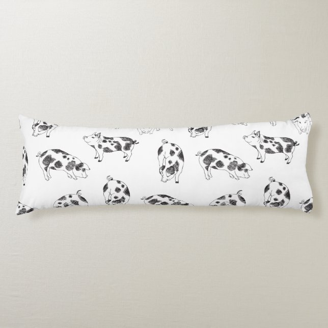 Coussins Longs Motif de taches de vache en noir et blanc dessiné  (Devant)