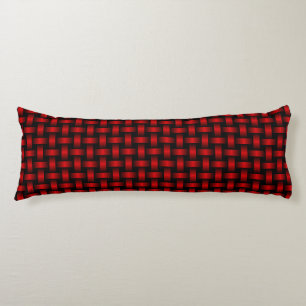 Coussins Longs Motif de tissage noir rouge