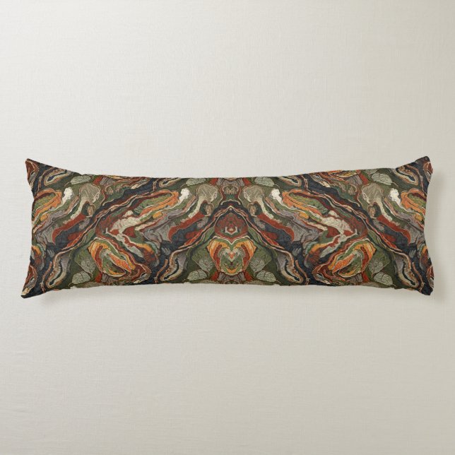 Coussins Longs Motif de tourbillon de tons de terre abstraits (Devant)