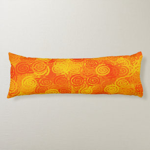 Coussins Longs Motif de tourbillons jaunes orange