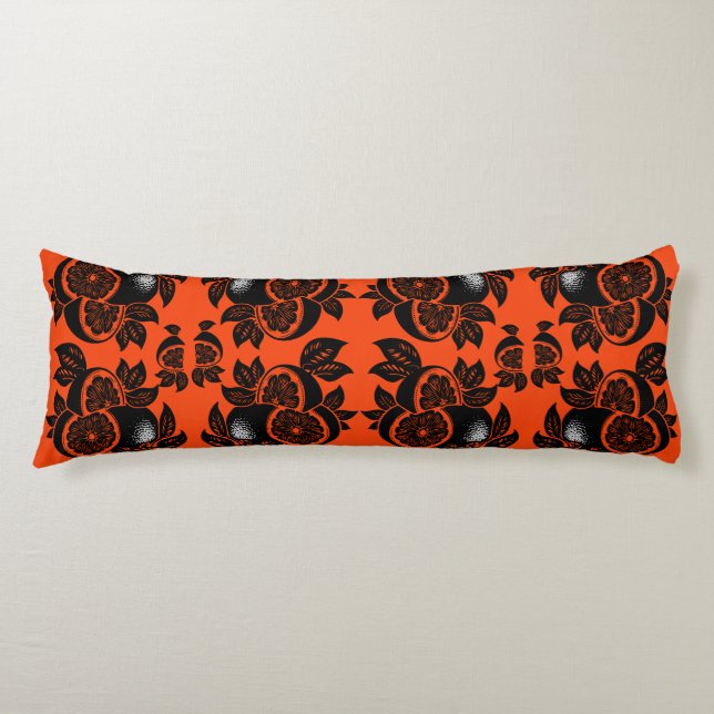 Coussins Longs Motif de tranche d'orange rétro (Devant)
