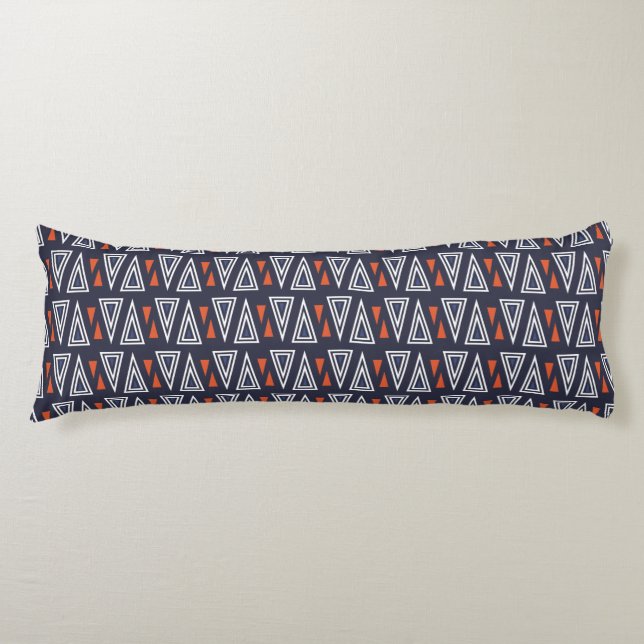 Coussins Longs Motif de triangles géométriques bleu foncé et roug (Devant)
