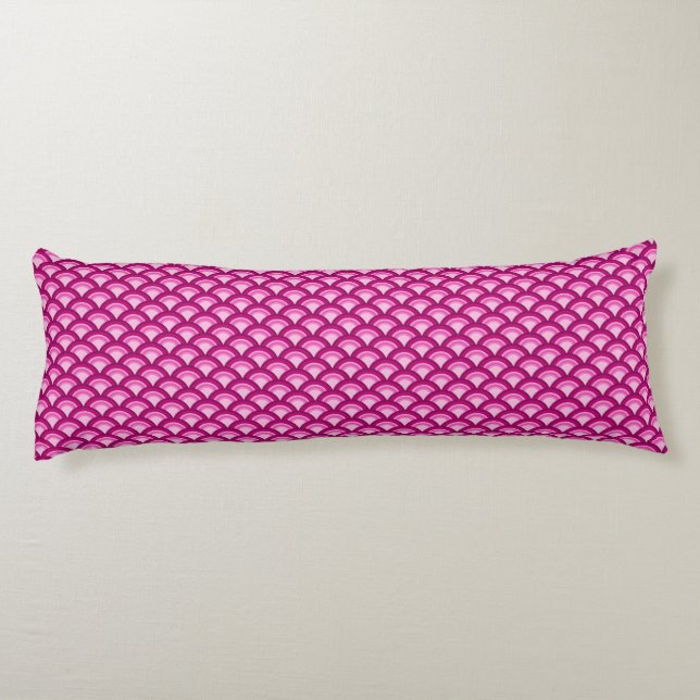 Coussins Longs Motif de vague Art Déco - magenta et rose (Dos)