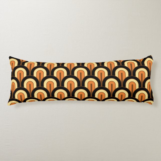 Coussins Longs Motif de ventilateur géométrique rétro dégradé (Devant)