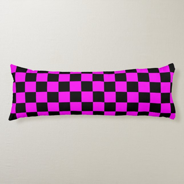 Coussins Longs Motif de vérification À damiers violet noir (Devant)