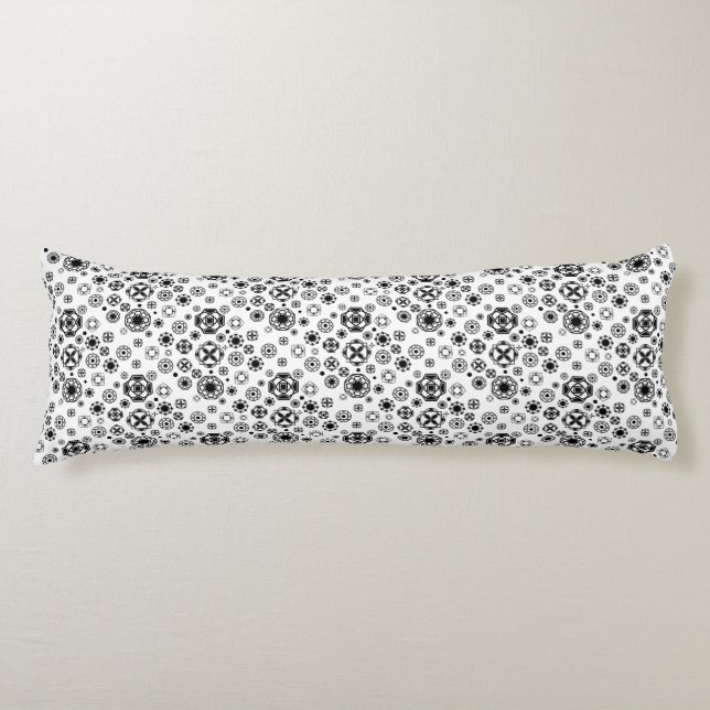 Coussins Longs Motif décoratif arabesque noir blanc mignon (Devant)