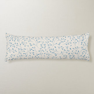 Coussins Longs Motif délicat de vigne botanique bleu clair et crè