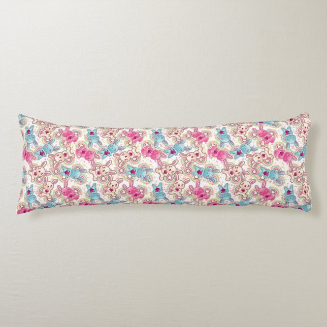 Coussins Longs Motif d'enfant de Kawaii avec des griffonnages (Devant)