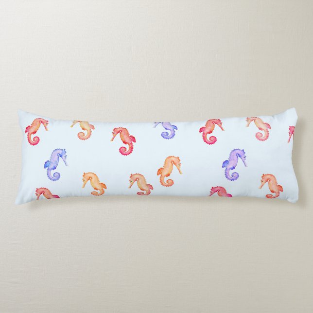 Coussins Longs Motif des hippocampes colorés (Devant)