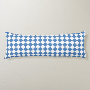 Coussins Longs Motif diamant à carreaux bleu blanc