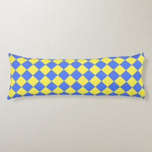 Coussins Longs Motif diamant à carreaux bleu jaune 