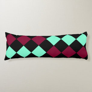 Coussins Longs Motif diamant à carreaux bordeaux aquamarine