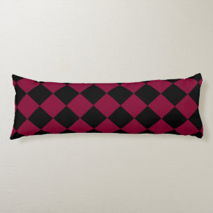 Coussins Longs Motif diamant à carreaux bordeaux noir