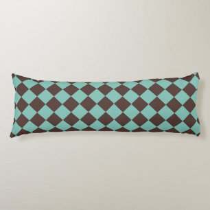 Coussins Longs Motif diamant à carreaux brun sarcelle