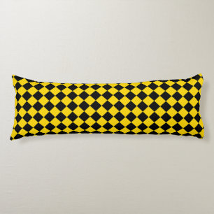 Coussins Longs Motif diamant à carreaux jaune noir