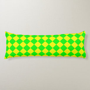 Coussins Longs Motif diamant à carreaux jaune vert