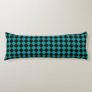 Coussins Longs Motif diamant à carreaux noir et sarcelle