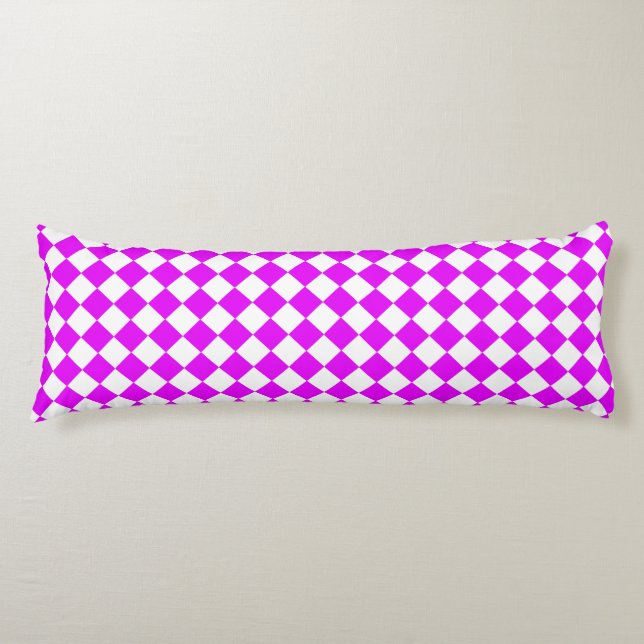 Coussins Longs Motif diamant à carreaux rose blanc (Devant)