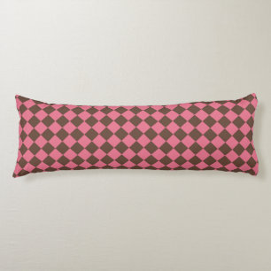 Coussins Longs Motif diamant à carreaux rose marron