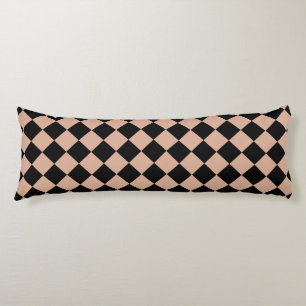 Coussins Longs Motif diamant à carreaux rose noir