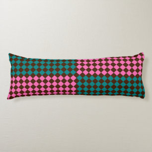 Coussins Longs Motif diamant à carreaux rose turquoise marron