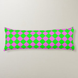 Coussins Longs Motif diamant à carreaux rose vert