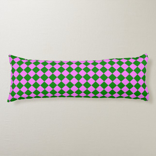 Coussins Longs Motif diamant à carreaux rose vert (Devant)