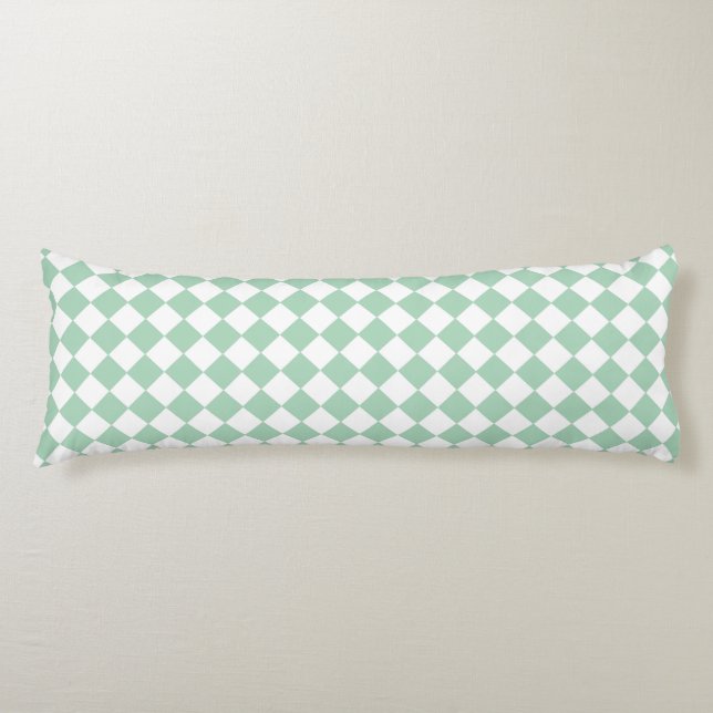 Coussins Longs Motif diamant à carreaux vert et blanc  (Devant)