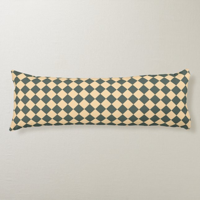 Coussins Longs Motif Diamant à Damier Jaune Vert (Devant)
