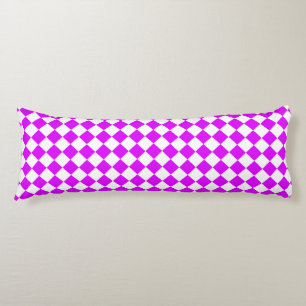 Coussins Longs Motif diamant de Checker blanc violet