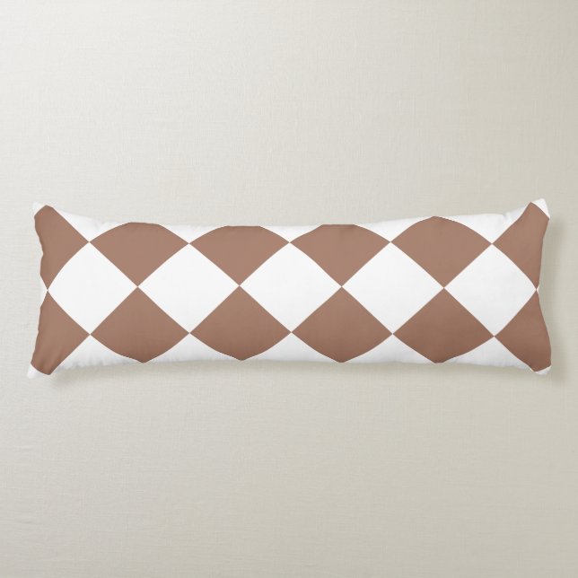 Coussins Longs Motif diamant en blanc et Mocha Mousse (Devant)
