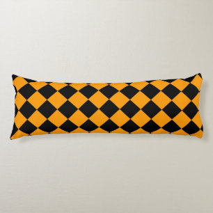 Coussins Longs Motif Diamant noir et orange