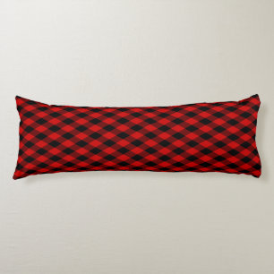 Coussins Longs Motif diamant noir et rouge classique