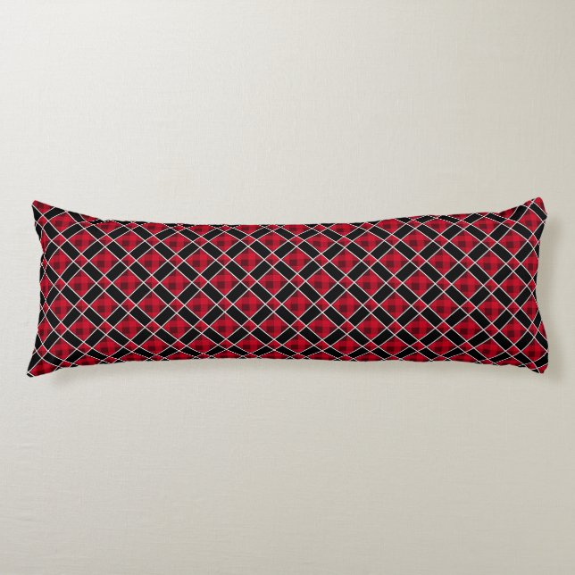 Coussins Longs Motif diamant noir et rouge élégant (Devant)