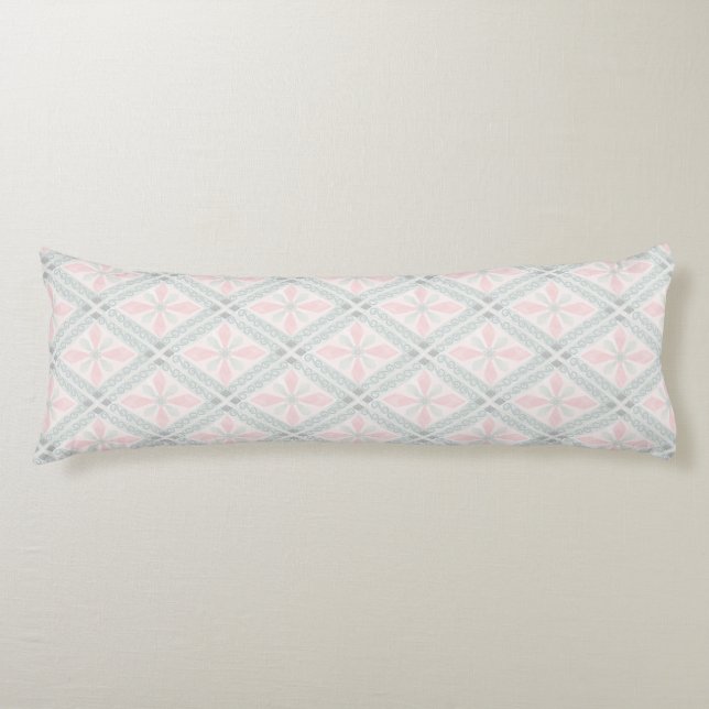 Coussins Longs Motif diamant pastel vert et rose (Devant)