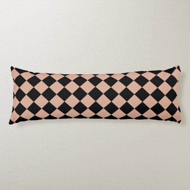 Coussins Longs Motif diamant rose noir Checker (Devant)